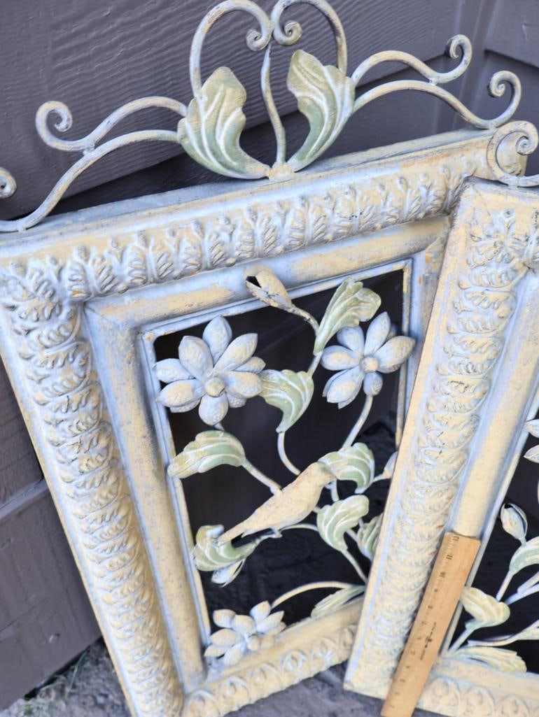 Two Matching Metal Bird Decor and Plaster Relief of birds - 6