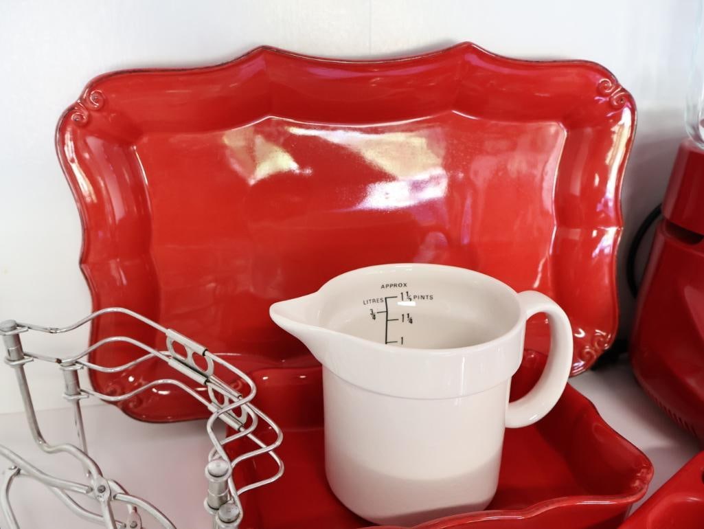 Collection of Red and White Kitchen Essentials - 8