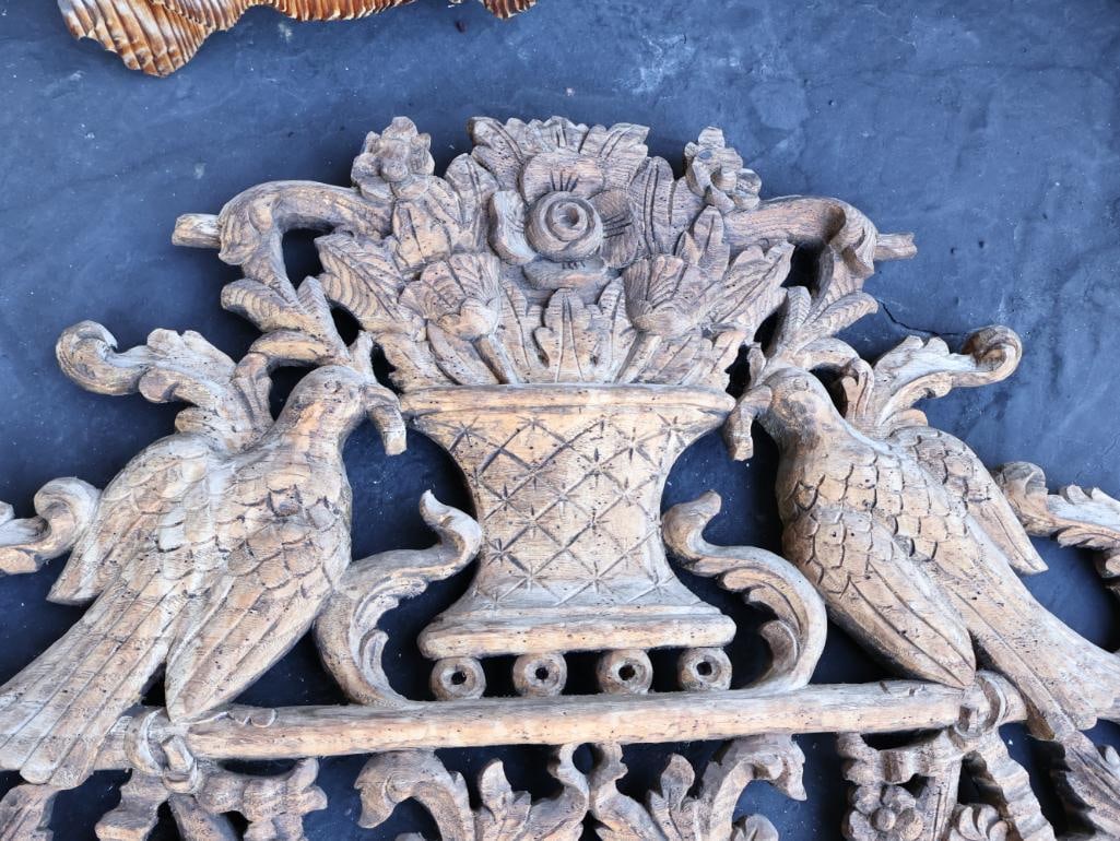 Carved Wood Ornate Pediment and Carving of Three Wise Men - 4
