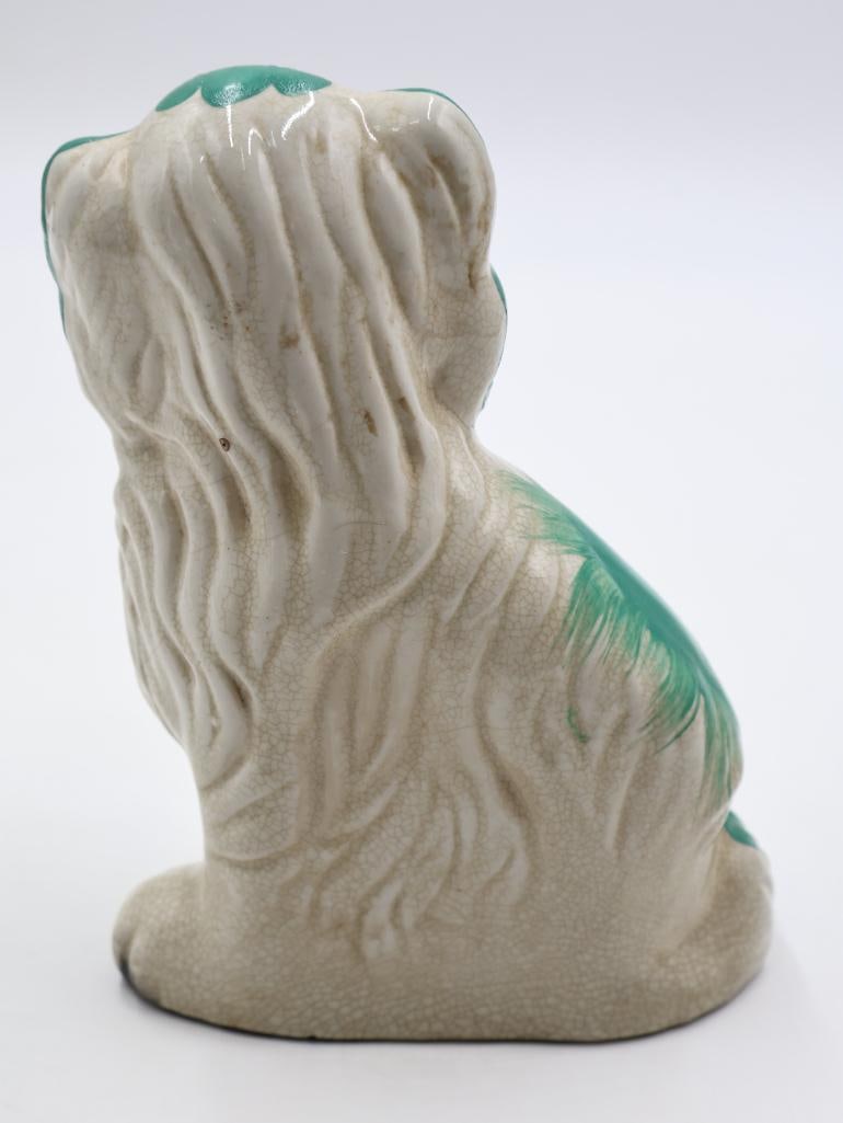 Antique Staffordshire Style Pottery Spaniel Dog with Flower Basket - 5