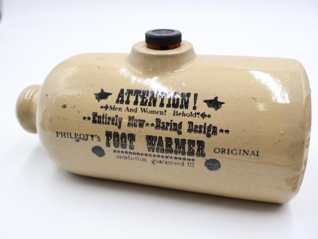 Vintage Stoneware Advertising Foot Warmer Bottles - 11