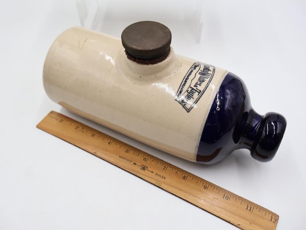 Vintage Stoneware Advertising Foot Warmer Bottles - 2