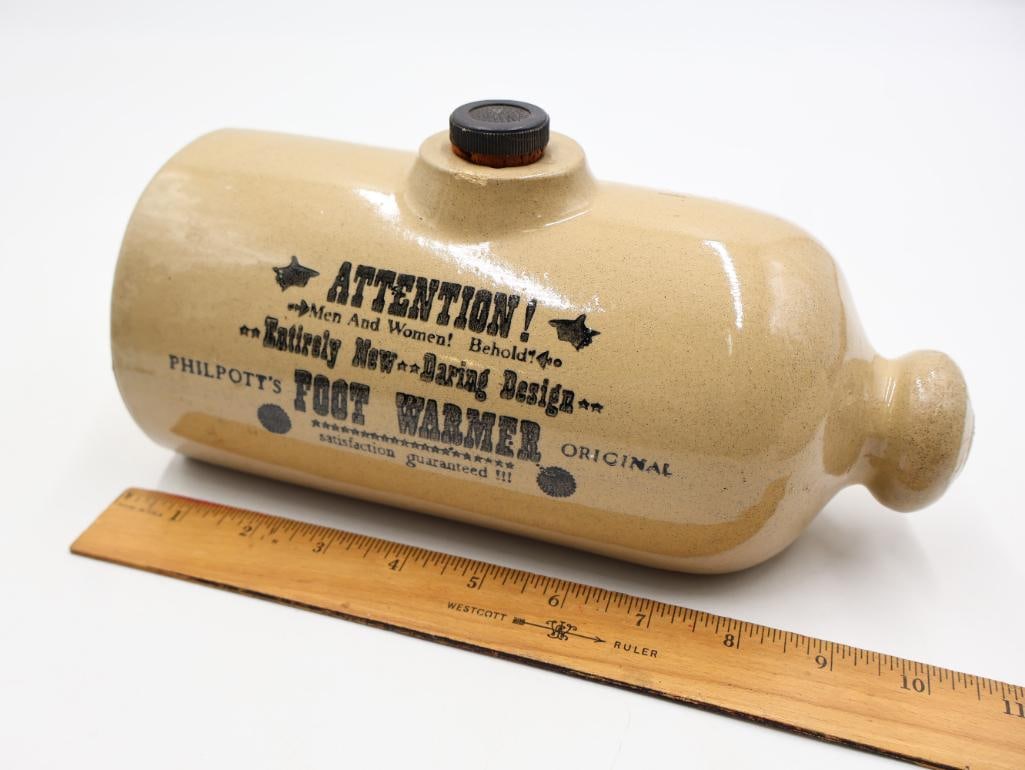 Vintage Stoneware Advertising Foot Warmer Bottles - 8
