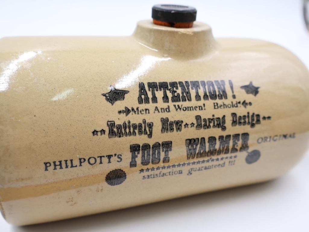 Vintage Stoneware Advertising Foot Warmer Bottles - 9