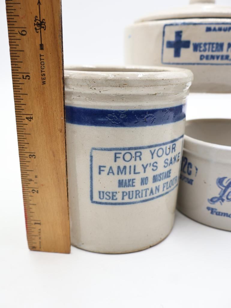 Vintage Advertising Stoneware Crocks and Butter Jars Western Pottery Co. - 3