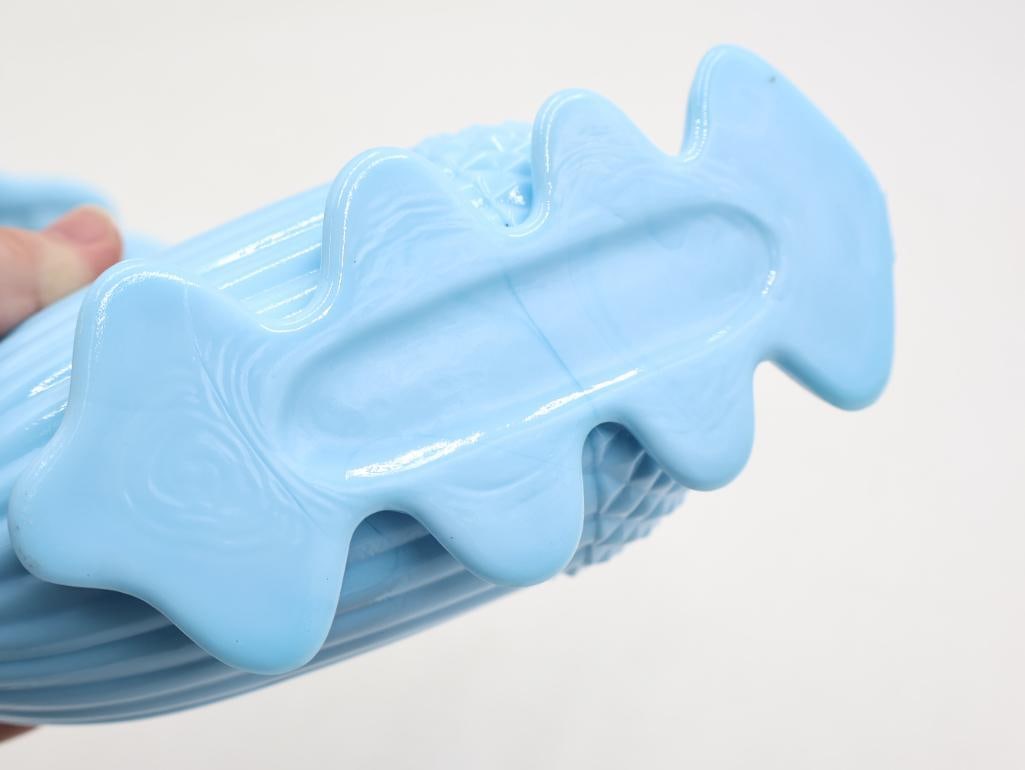 Portieux Vallerysthal Blue Opaline Glass Squirrel and Acorn and Swan Covered Dishes - 12