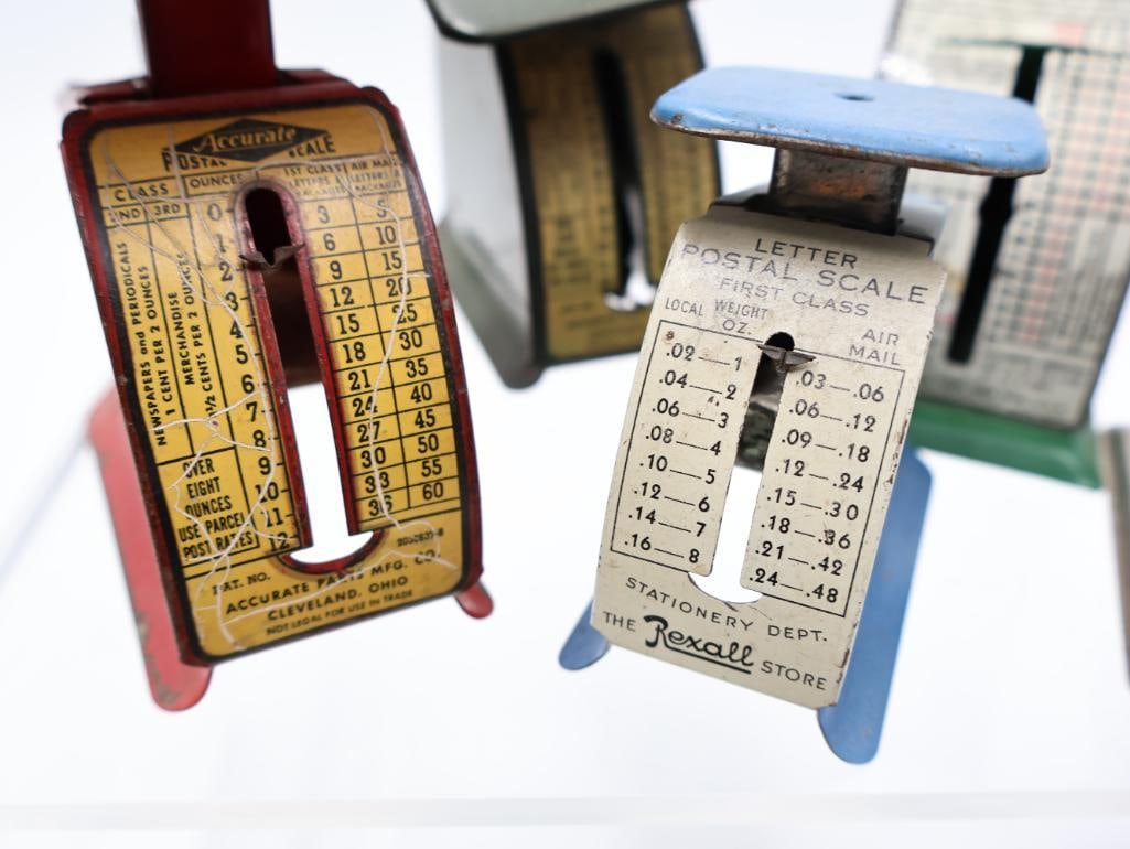 Collection of 11 Vintage Tin Lithograph Postal and Parcel Scales - 10