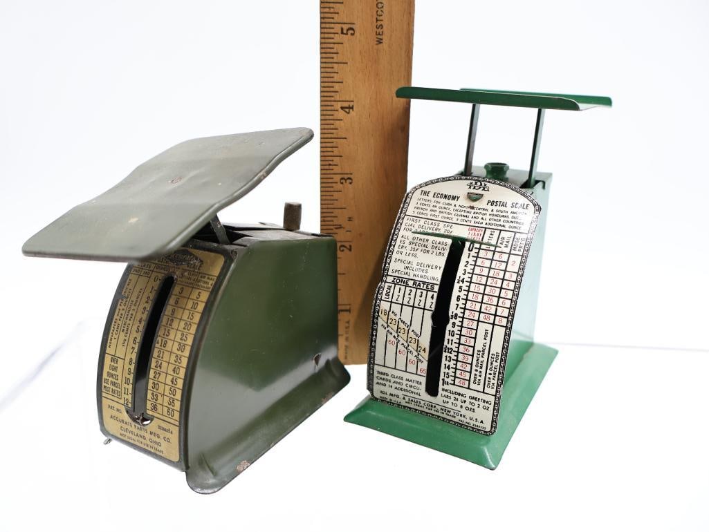 Collection of 11 Vintage Tin Lithograph Postal and Parcel Scales - 12