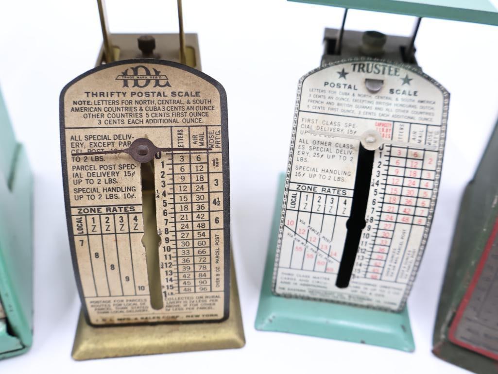 Collection of 11 Vintage Tin Lithograph Postal and Parcel Scales - 4