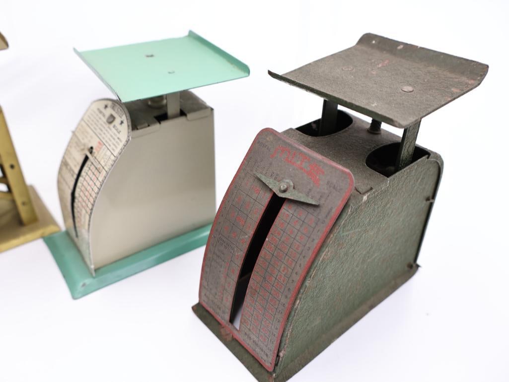 Collection of 11 Vintage Tin Lithograph Postal and Parcel Scales - 7