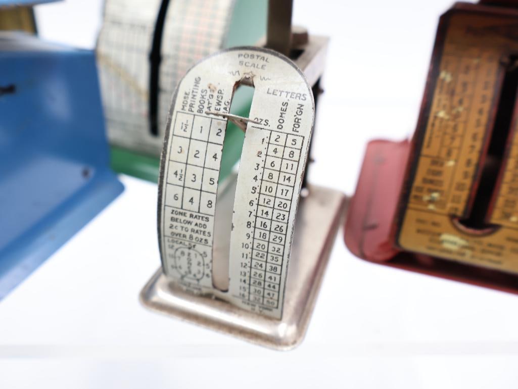 Collection of 11 Vintage Tin Lithograph Postal and Parcel Scales - 9