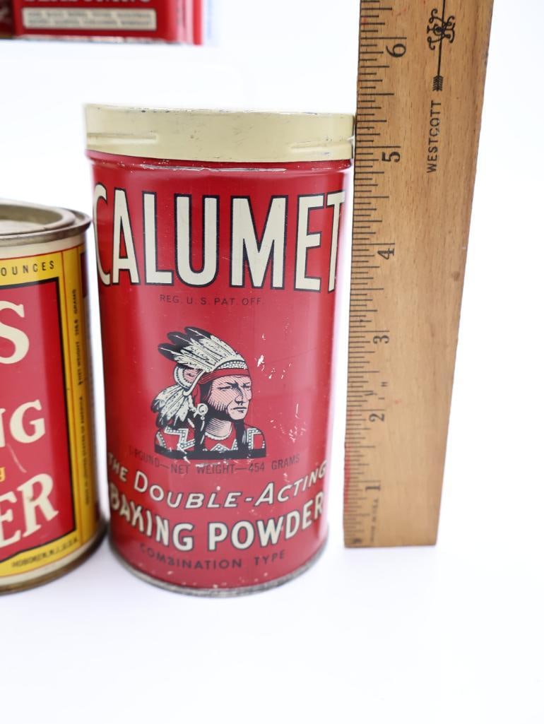 Collection of Vintage Advertising Spice and Baking Powder Tins Schilling, Calumet, Royal - 3