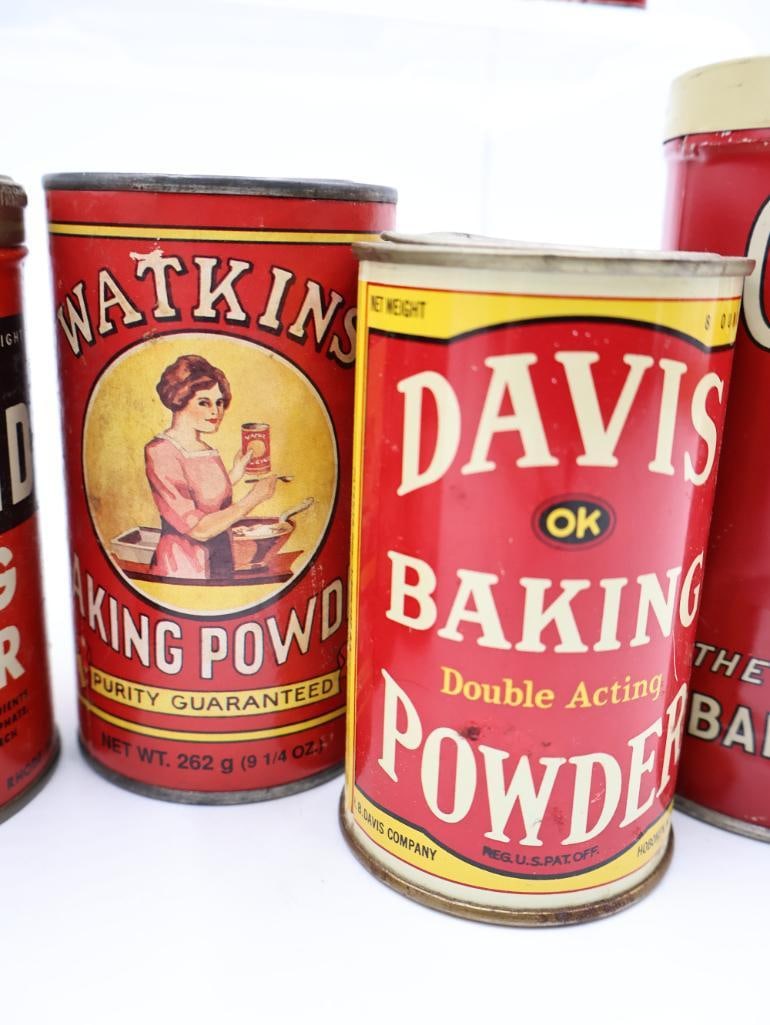 Collection of Vintage Advertising Spice and Baking Powder Tins Schilling, Calumet, Royal - 4