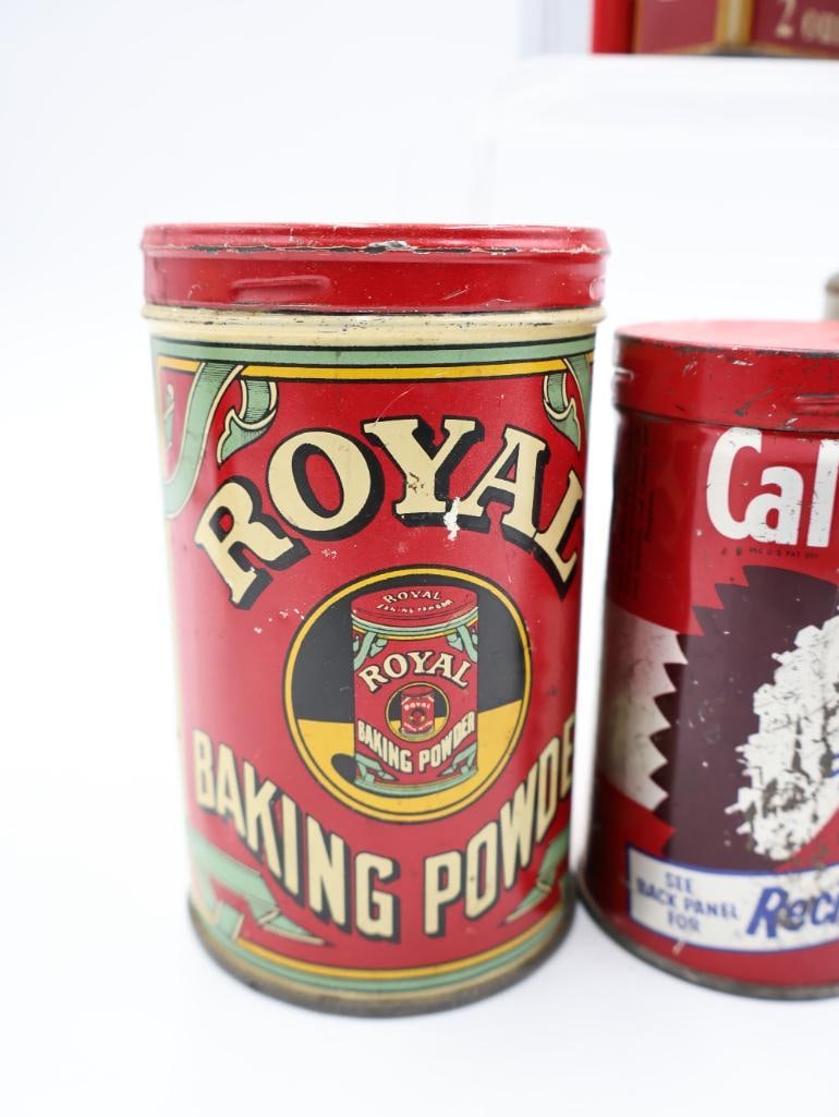 Collection of Vintage Advertising Spice and Baking Powder Tins Schilling, Calumet, Royal - 6