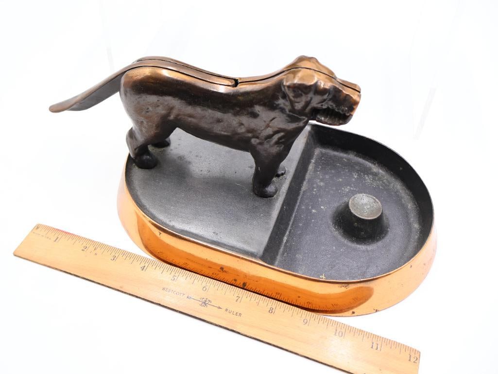Collection of Antique Cast Iron Figural Dog Nutcrackers and Inkwell - 2