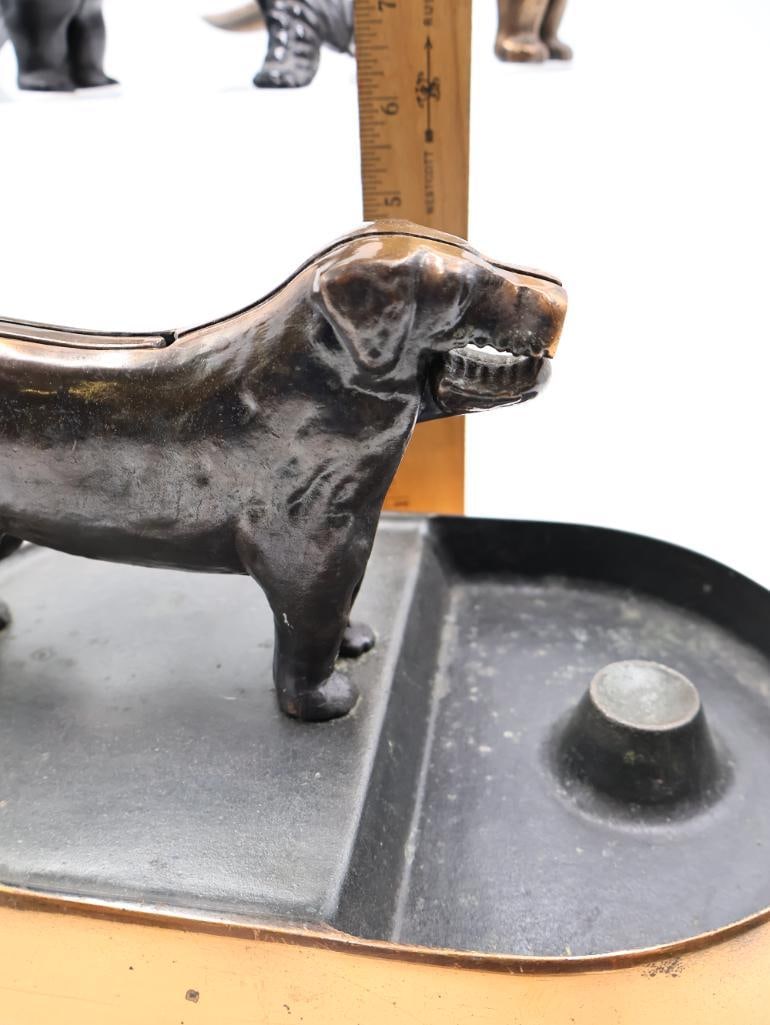 Collection of Antique Cast Iron Figural Dog Nutcrackers and Inkwell - 4
