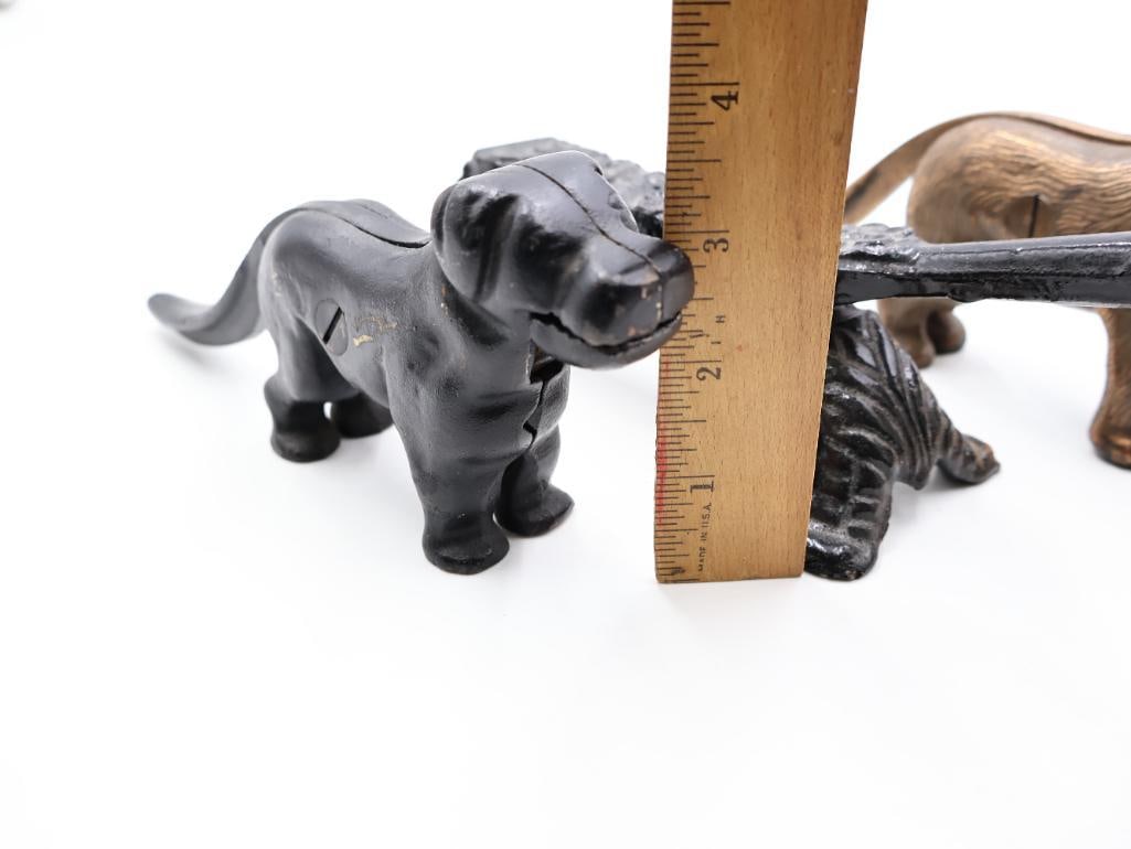 Collection of Antique Cast Iron Figural Dog Nutcrackers and Inkwell - 8