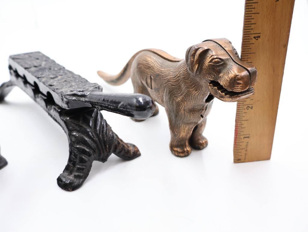 Collection of Antique Cast Iron Figural Dog Nutcrackers and Inkwell - 9