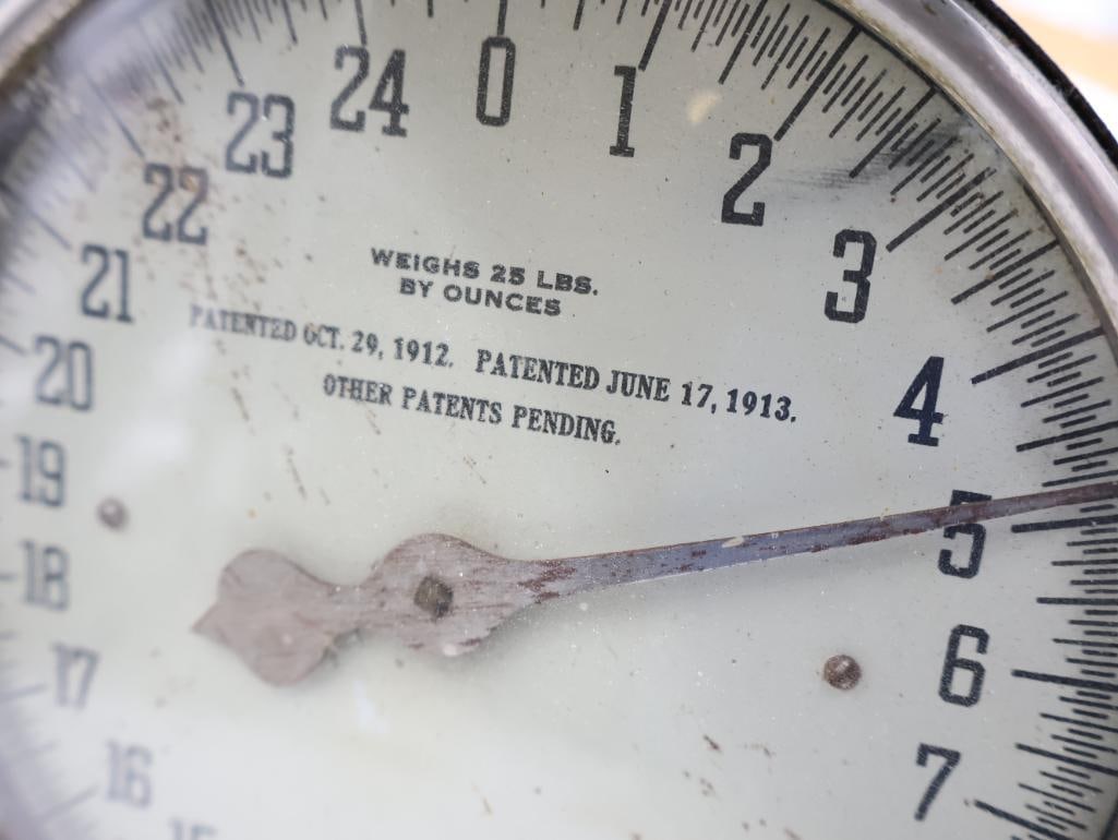 Vintage General Store Scale with Tin Funnel and Wire Kitchen Utensils - 7