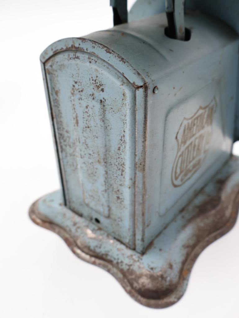 Vintage General Store Scale with Tin Funnel and Wire Kitchen Utensils - 9