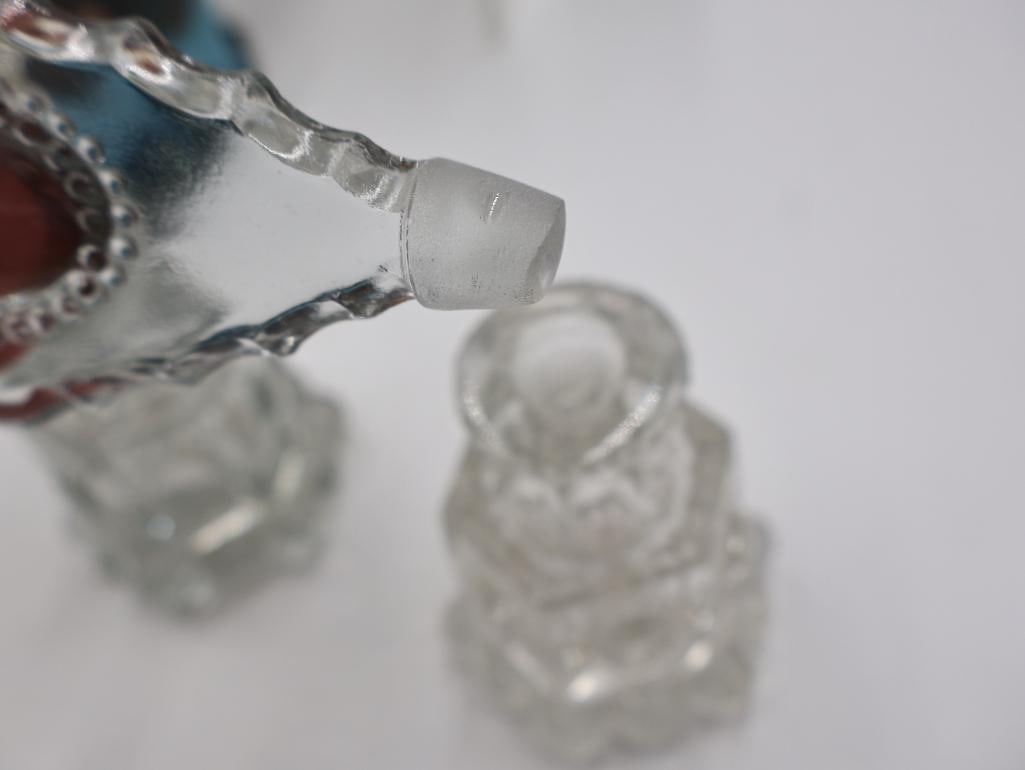 Antique Porcelain Shoe Vases, Half Doll and Glass Perfume Bottles - 5