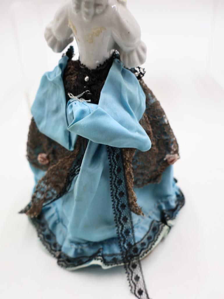 Antique Porcelain Shoe Vases, Half Doll and Glass Perfume Bottles - 9
