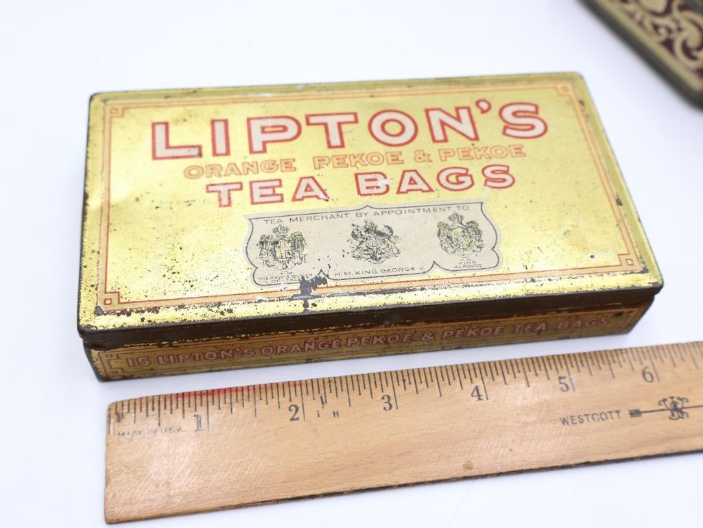 Collection of Vintage Advertising and Figural Tin Boxes Liptons Tea - 4