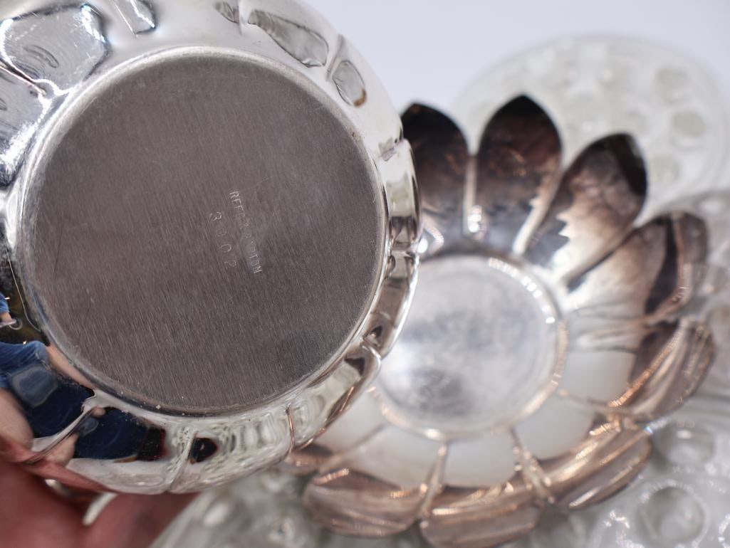 Collection of Vintage Glass Flower Frogs and Silver Plate Flower Frog - 13
