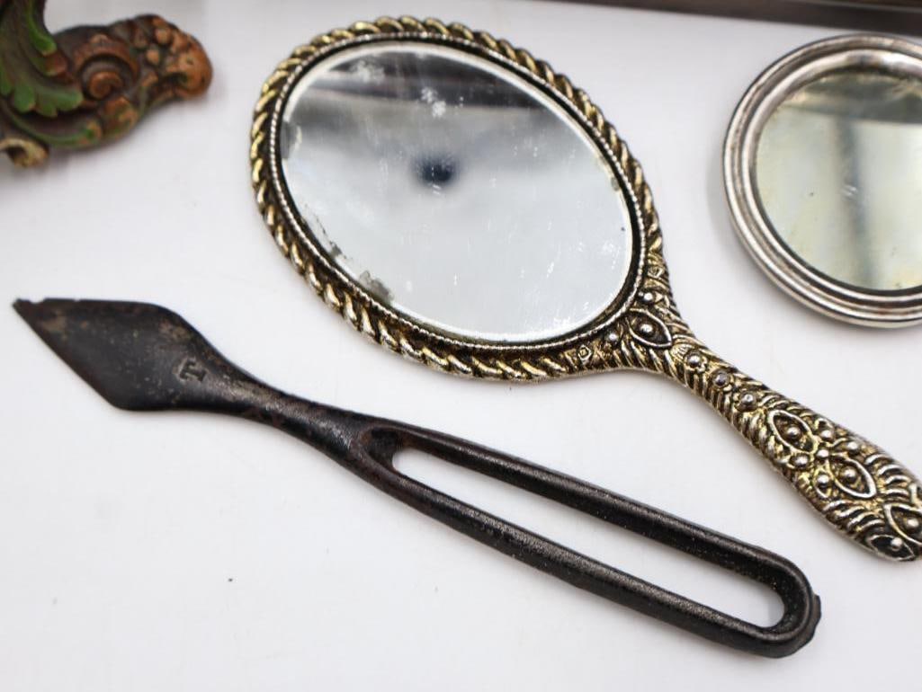 Antique and Vintage Curios Lot Stratford Pocket Watch, Advertising Tokens, Clock & Vanity Items - 17