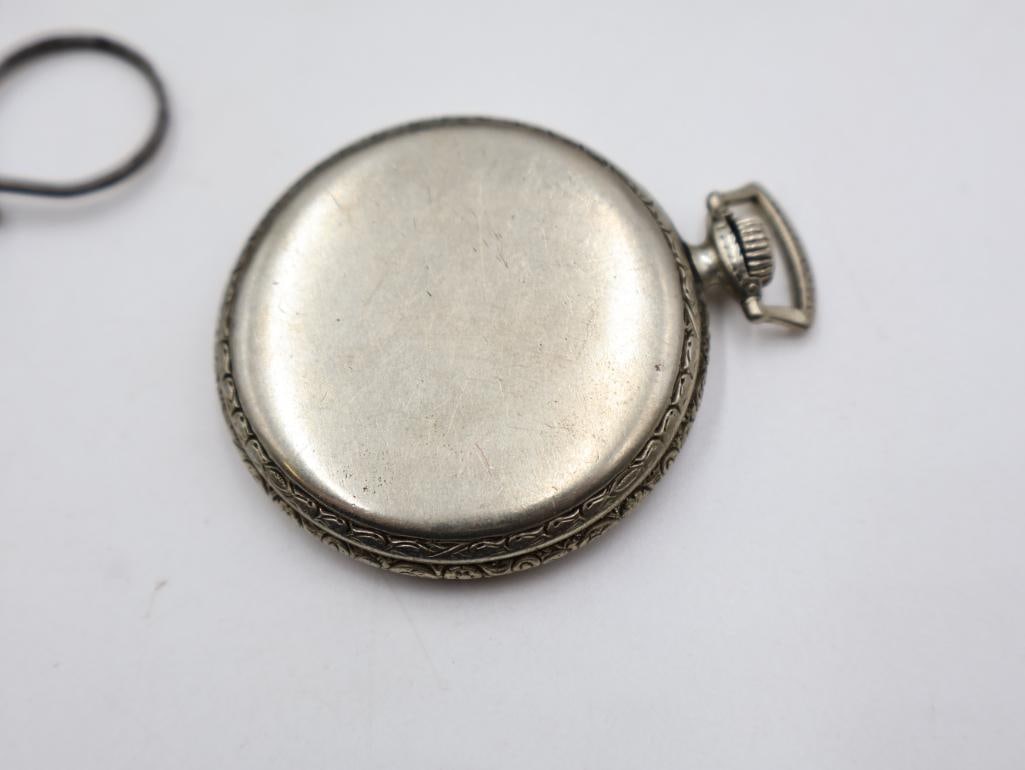 Antique and Vintage Curios Lot Stratford Pocket Watch, Advertising Tokens, Clock & Vanity Items - 4