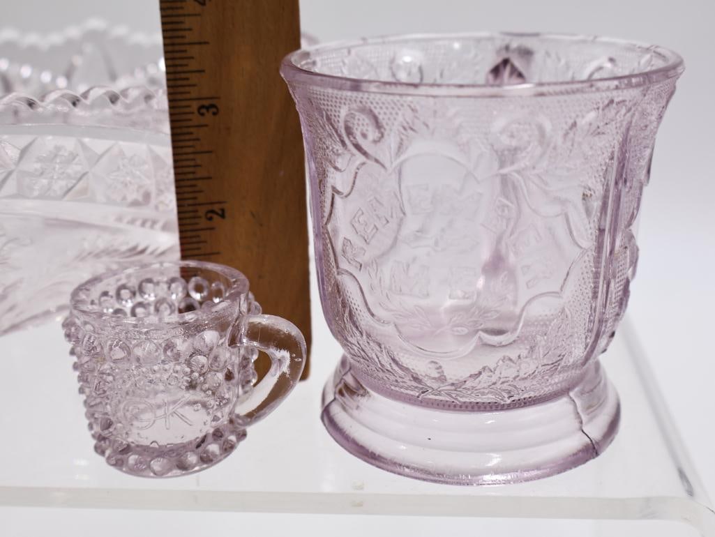 Collection of Antique EAPG & Pressed Glass Tableware Purple and Clear Glass - 10
