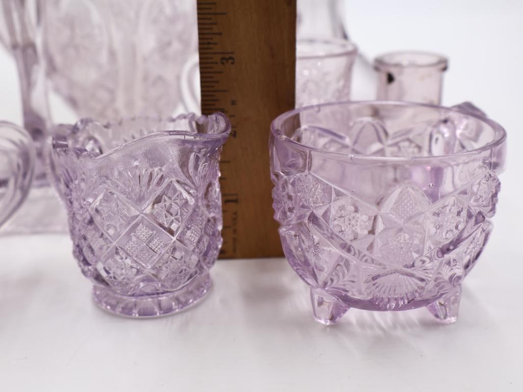 Collection of Antique EAPG & Pressed Glass Tableware Purple and Clear Glass - 4