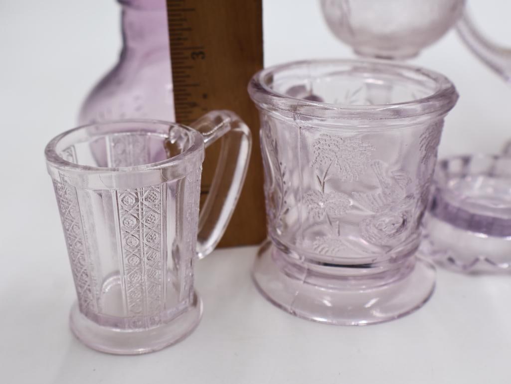 Collection of Antique EAPG & Pressed Glass Tableware Purple and Clear Glass - 5