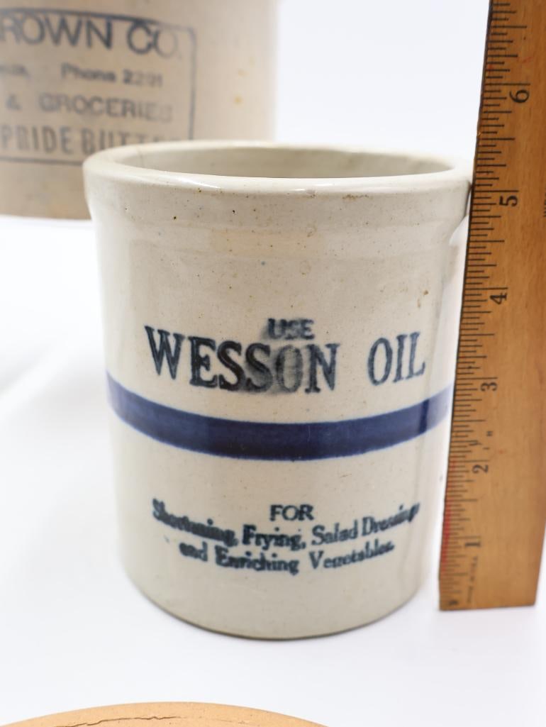 Vintage Advertising Stoneware Crocks Pacific, Wesson Oil and Iowas Pride - 11