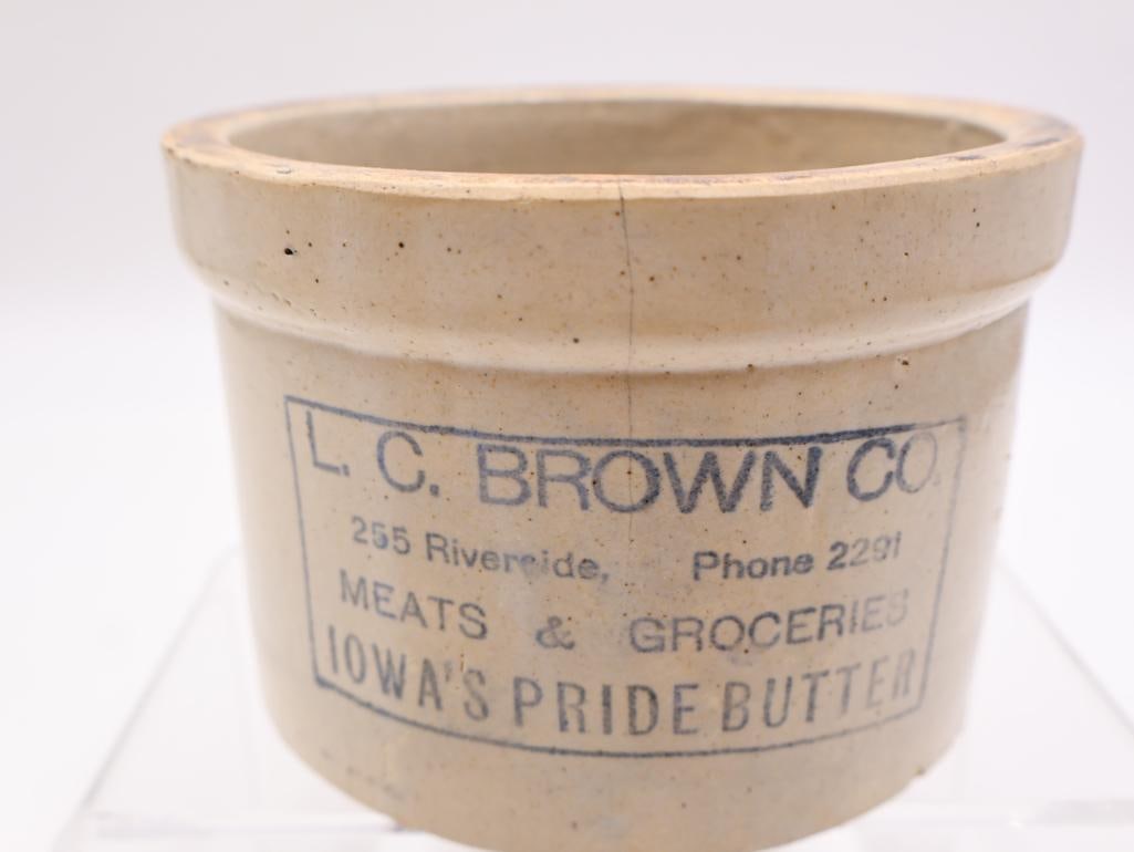 Vintage Advertising Stoneware Crocks Pacific, Wesson Oil and Iowas Pride - 16