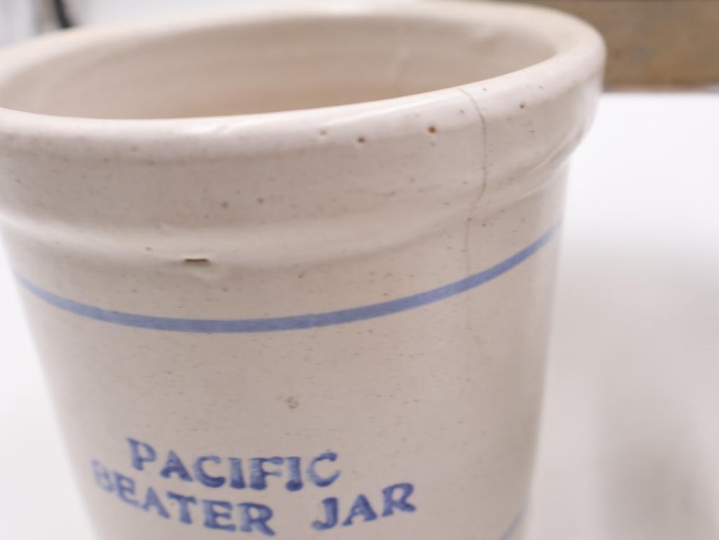 Vintage Advertising Stoneware Crocks Pacific, Wesson Oil and Iowas Pride - 7