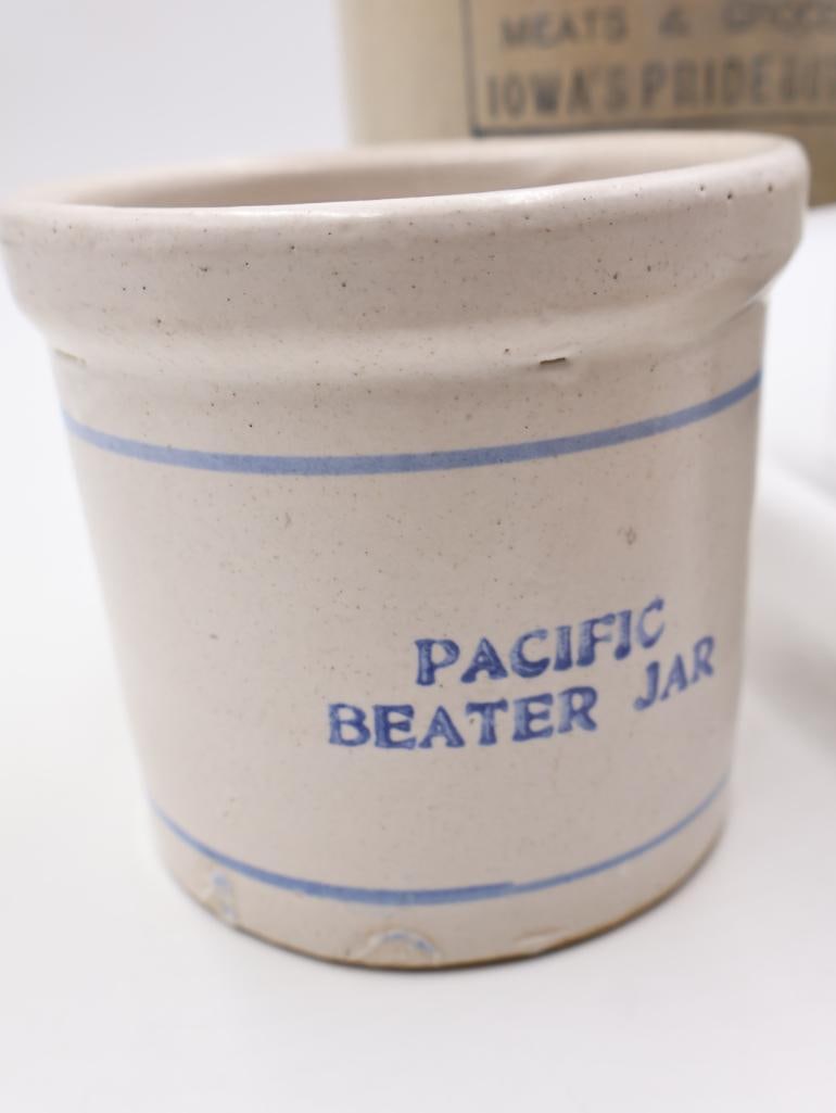 Vintage Advertising Stoneware Crocks Pacific, Wesson Oil and Iowas Pride - 8