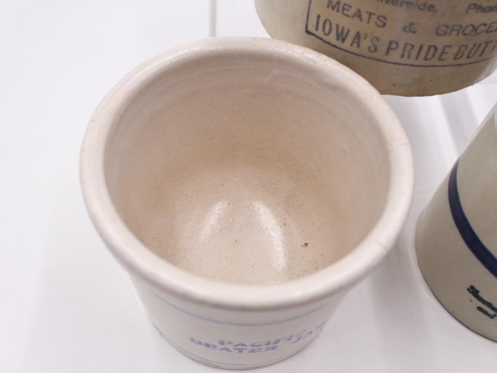 Vintage Advertising Stoneware Crocks Pacific, Wesson Oil and Iowas Pride - 9