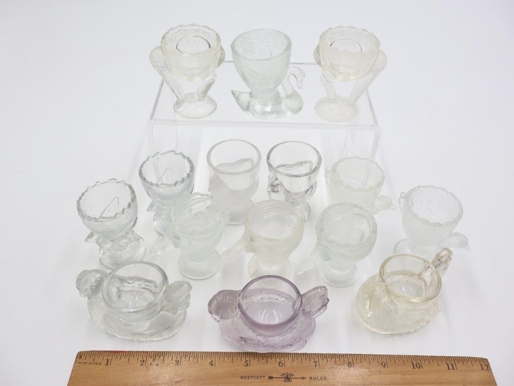 Collection of Vintage Figural Glass Egg Cups and Novelty Tableware - 2