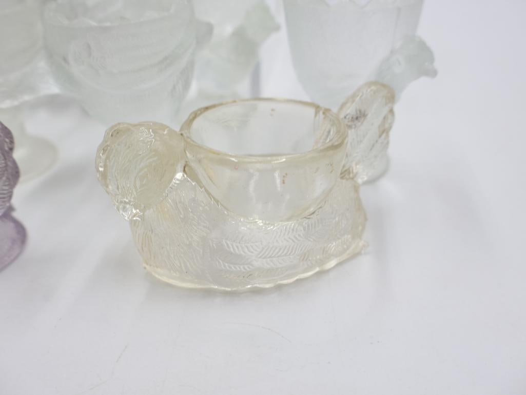 Collection of Vintage Figural Glass Egg Cups and Novelty Tableware - 5