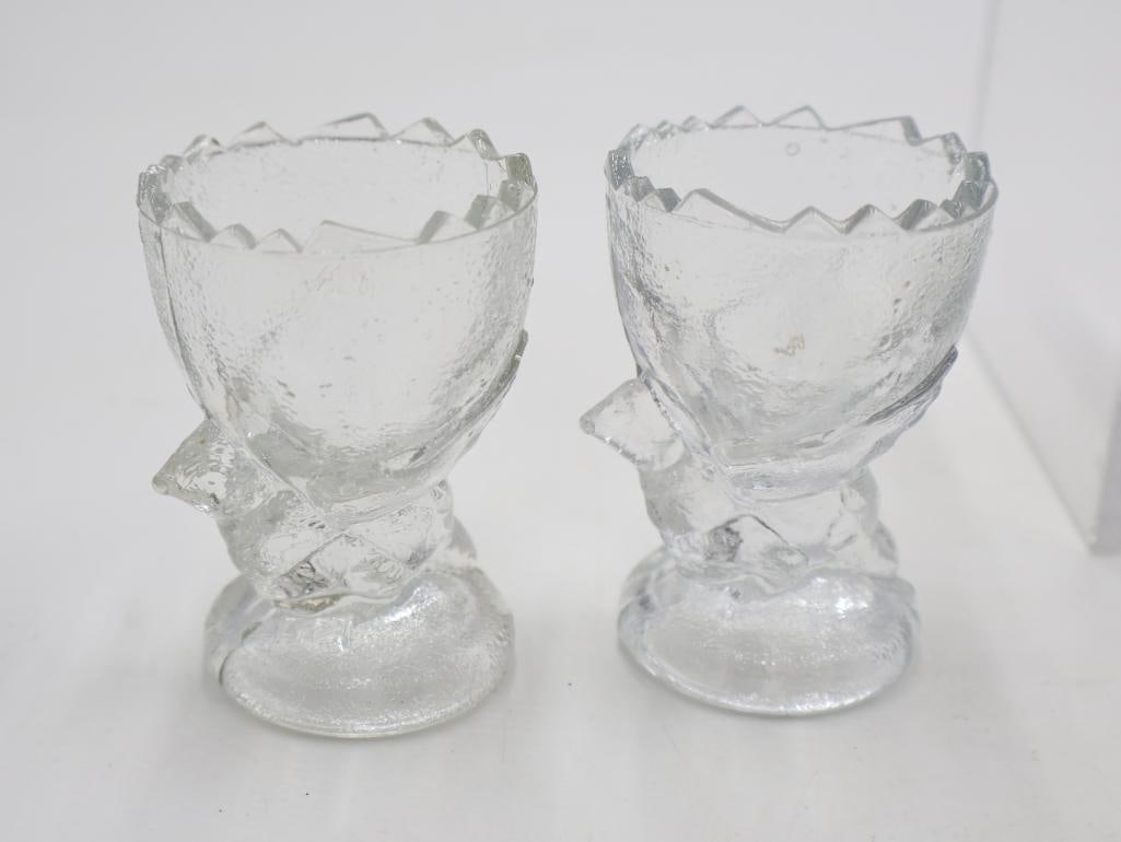 Collection of Vintage Figural Glass Egg Cups and Novelty Tableware - 6