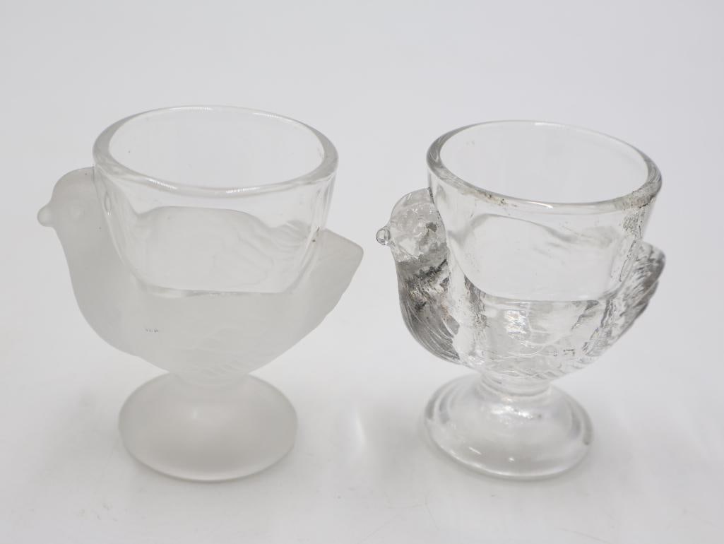 Collection of Vintage Figural Glass Egg Cups and Novelty Tableware - 8