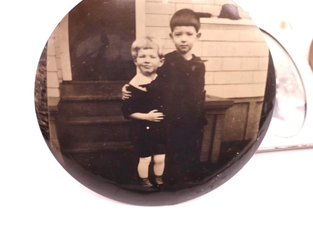 Antique Victorian and Edwardian Photographic Button Portraits, Children and Military - 10