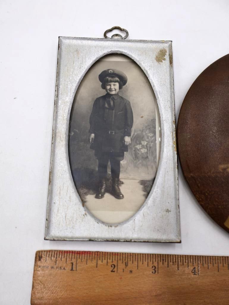 Antique Victorian and Edwardian Photographic Button Portraits, Children and Military - 14