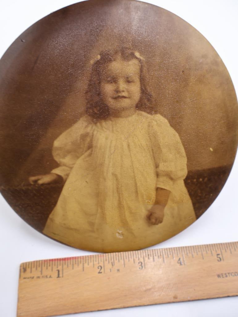 Antique Victorian and Edwardian Photographic Button Portraits, Children and Military - 16