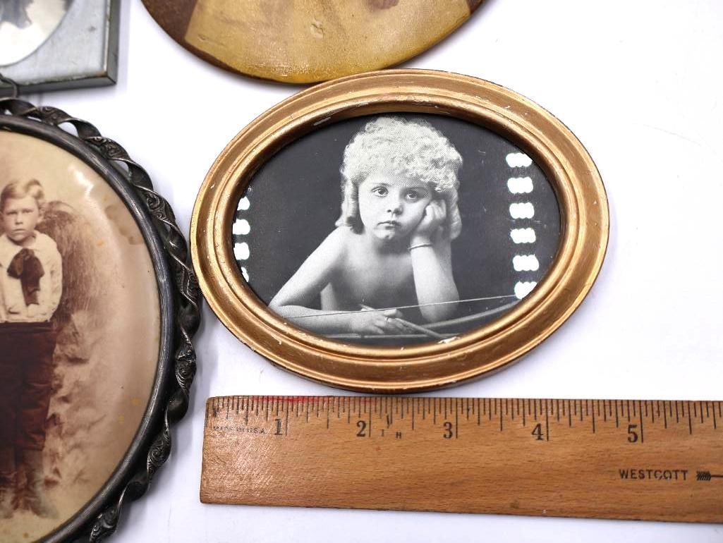 Antique Victorian and Edwardian Photographic Button Portraits, Children and Military - 3