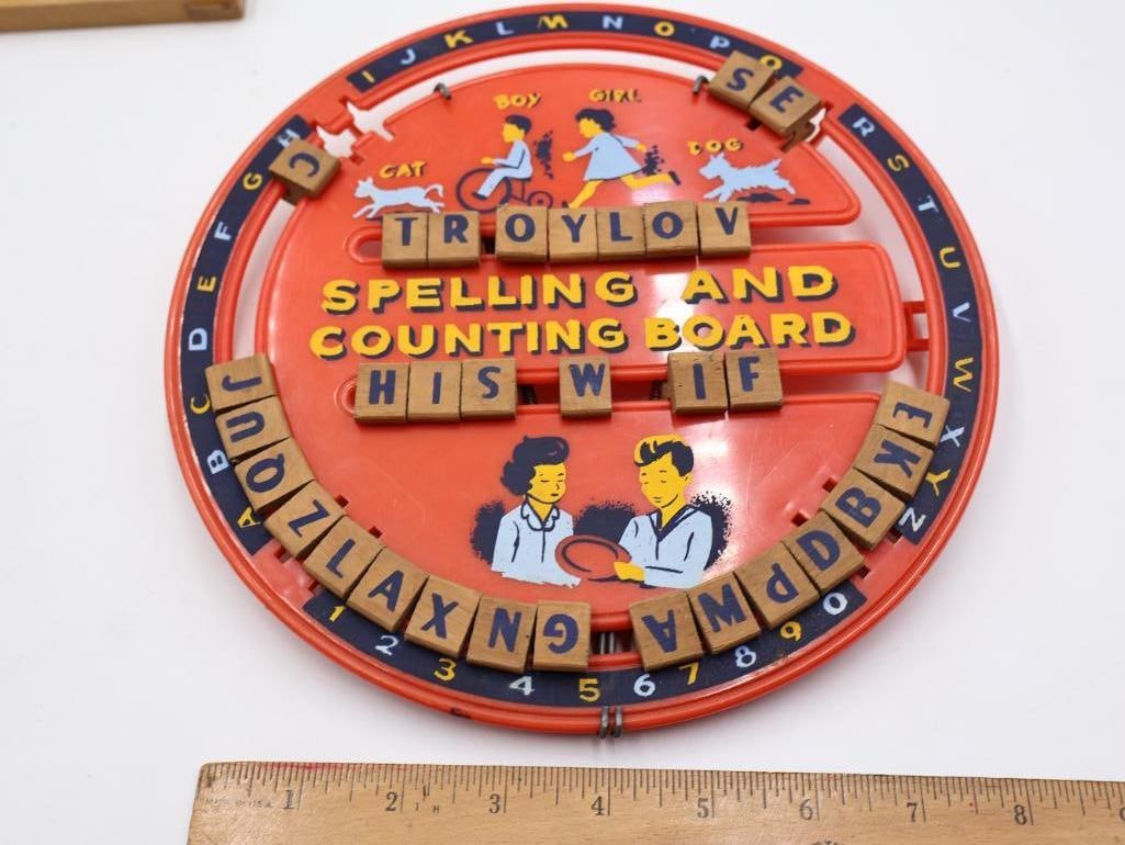 Vintage Educational Learning Toys Wolverine Tin Alphabet Boards and Wooden Abacus - 12