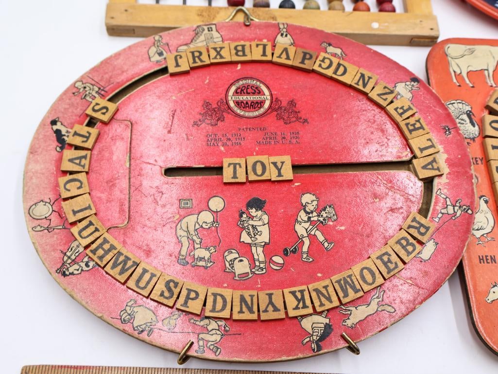 Vintage Educational Learning Toys Wolverine Tin Alphabet Boards and Wooden Abacus - 2