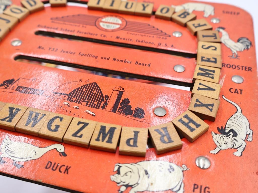 Vintage Educational Learning Toys Wolverine Tin Alphabet Boards and Wooden Abacus - 9