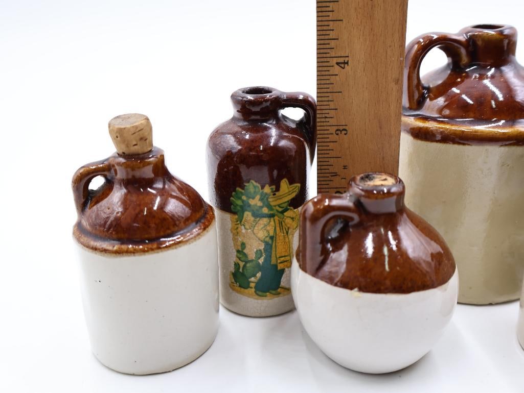 Collection of Vintage Miniature Stoneware Advertising Jugs Mercury, Perfume and Cologne - 10